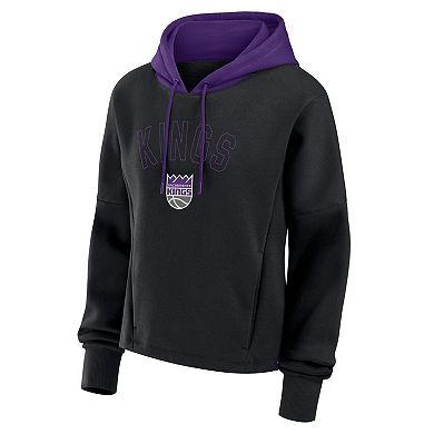 Women's Fanatics Black Sacramento Kings Post Up Boxy Pullover Hoodie