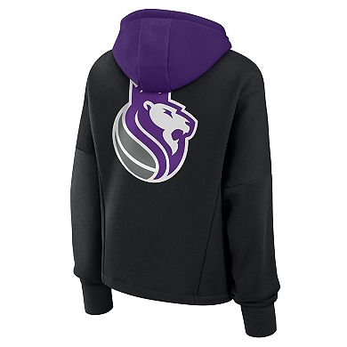 Women's Fanatics Black Sacramento Kings Post Up Boxy Pullover Hoodie
