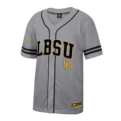 Men's Colosseum Gray Cal State Long Beach The Beach Free Spirited Baseball Jersey