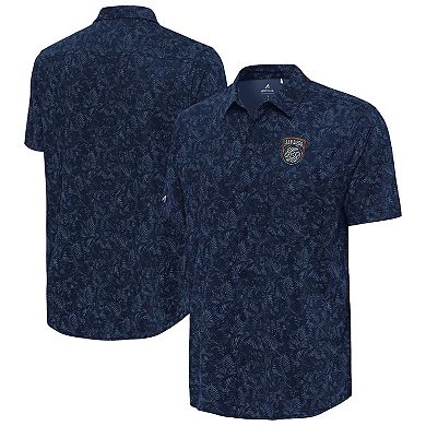 Men's Antigua Navy San Diego FC Lush Woven Button-Up Top