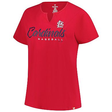 Women's Profile Red St. Louis Cardinals Wordmark Notch Neck T-Shirt