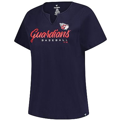 Women's Profile Navy Cleveland Guardians Wordmark Notch Neck T-Shirt