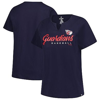 Women's Profile Navy Cleveland Guardians Wordmark Notch Neck T-Shirt