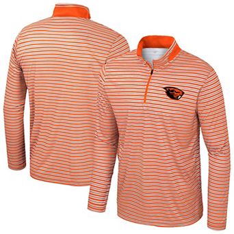 Men's Colosseum Orange Oregon State Beavers Striped Quarter-Zip Top