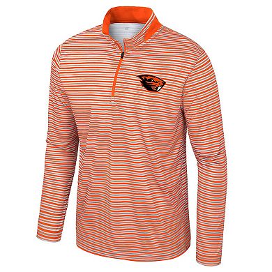 Men's Colosseum Orange Oregon State Beavers Striped Quarter-Zip Top