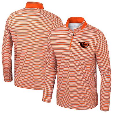 Men's Colosseum Orange Oregon State Beavers Striped Quarter-Zip Top