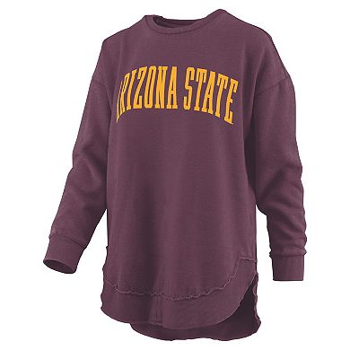 Women's Pressbox Maroon Arizona State Sun Devils Melange Poncho Vintage Fleece Long Sleeve Pullover Sweatshirt