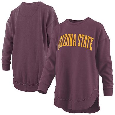 Women's Pressbox Maroon Arizona State Sun Devils Melange Poncho Vintage Fleece Long Sleeve Pullover Sweatshirt