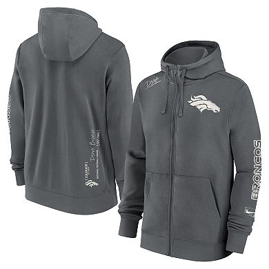 Men's Nike Gray Denver Broncos Statement Performance Full-Zip Hoodie Jacket