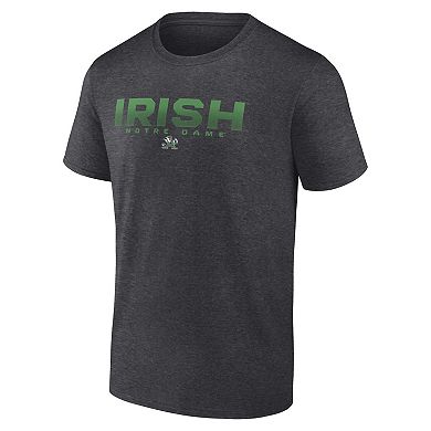 Men's Fanatics Heather Charcoal Notre Dame Fighting Irish Iconic Battle Scars T-Shirt