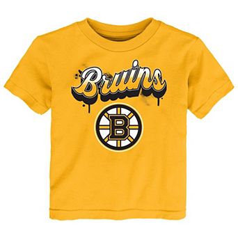 Toddler Gold Boston Bruins Bubbly Script T-Shirt