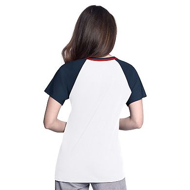Women's G-III 4Her by Carl Banks White/Navy Atlanta Braves Ball Park Raglan V-Neck T-Shirt