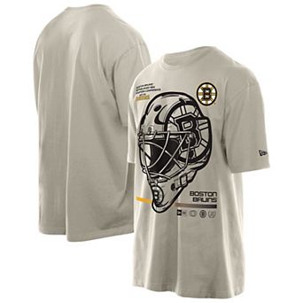 Men's New Era Tan Boston Bruins Goalie Mask T-Shirt