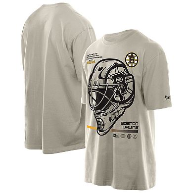Men's New Era Tan Boston Bruins Goalie Mask T-Shirt