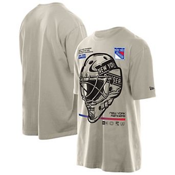 Men's New Era Tan New York Rangers Goalie Mask T-Shirt