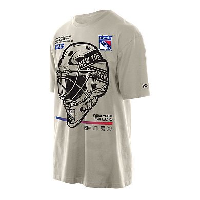 Men's New Era Tan New York Rangers Goalie Mask T-Shirt