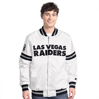 Men's Starter White Las Vegas Raiders Scout Full-Snap Varsity Jacket