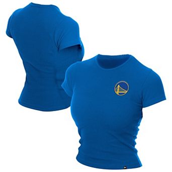 Women's New Era Blue Golden State Warriors Leisure Collection Baby Doll Cropped T-Shirt