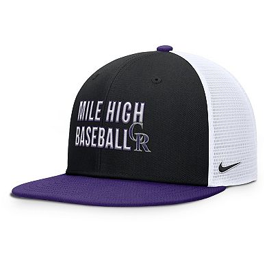 Men's Nike Black Colorado Rockies Pro Trucker Snapback Hat
