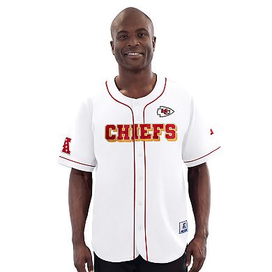 Men's Starter White Kansas City Chiefs Relay Full-Button Baseball Jersey