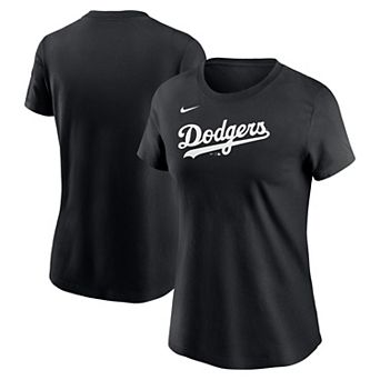 Women's Nike Black Los Angeles Dodgers Fuse Wordmark T-Shirt