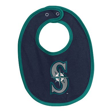 Newborn Seattle Mariners Tied Up Bodysuit, Bib & Bootie Set