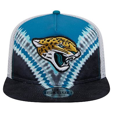 Men's New Era Teal/Black Jacksonville Jaguars Throwback Dye Golfer Snapback Hat