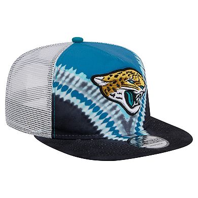 Men's New Era Teal/Black Jacksonville Jaguars Throwback Dye Golfer Snapback Hat