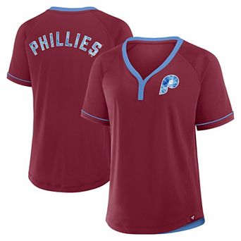 Women's Fanatics Burgundy Philadelphia Phillies Cooperstown Collection League Diva V-Neck T-Shirt