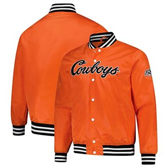 Unisex Charlie Hustle Orange Oklahoma State Cowboys Script Full-Snap Varsity Jacket