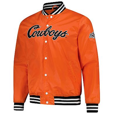 Unisex Charlie Hustle Orange Oklahoma State Cowboys Script Full-Snap Varsity Jacket