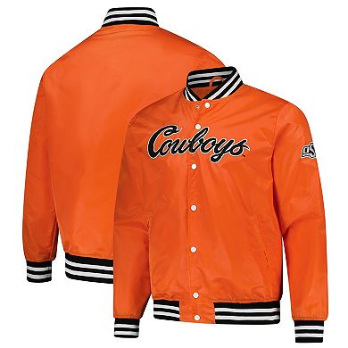 Unisex Charlie Hustle Orange Oklahoma State Cowboys Script Full-Snap Varsity Jacket
