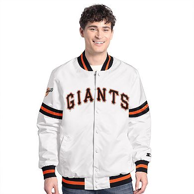 Men's Starter White San Francisco Giants Cooperstown Scout Full-Snap Varsity Jacket