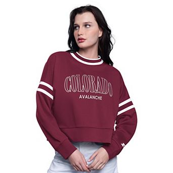 Women's Starter Burgundy Colorado Avalanche Power Play Cropped Pullover Sweatshirt