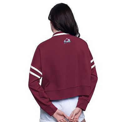 Women's Starter Burgundy Colorado Avalanche Power Play Cropped Pullover Sweatshirt
