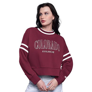 Women's Starter Burgundy Colorado Avalanche Power Play Cropped Pullover Sweatshirt
