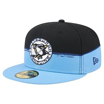 Men's New Era Black/Light Blue Pittsburgh Penguins Vintage Color Dip 59FIFTY Fitted Hat