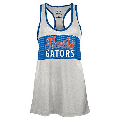 Women's Pressbox White/Royal Florida Gators Tracy Racerback Tank Top
