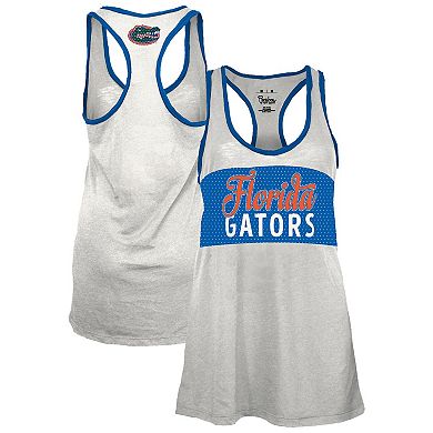 Women's Pressbox White/Royal Florida Gators Tracy Racerback Tank Top
