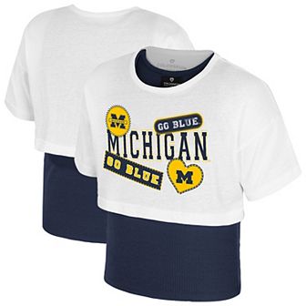 Girl's Youth Colosseum White Michigan Wolverines Gale Cropped 2Fer Top