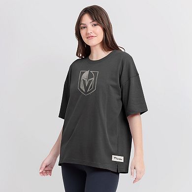 Women's Fanatics Charcoal Vegas Golden Knights Oversized Elements Raw Edge Future Ground T-Shirt