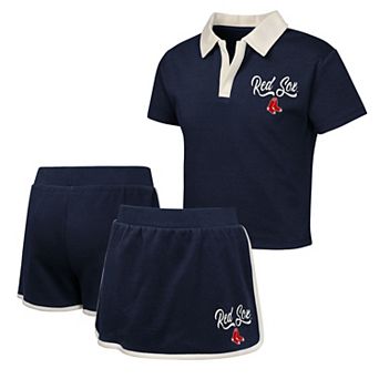 Girls Youth Navy Boston Red Sox Base Trainer Johnny Polo and Skort Set