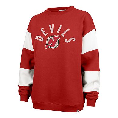 Women's '47 Red New Jersey Devils Eephus Barred Pullover Sweatshirt