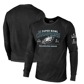 Men's Majestic Threads Black Philadelphia Eagles Two-Time Super Bowl Champions Sky High Long Sleeve Tri-Blend T-Shirt