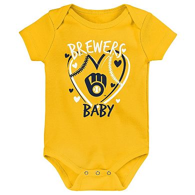 Infant Milwaukee Brewers Slide Home Three-Pack Bodysuit Set