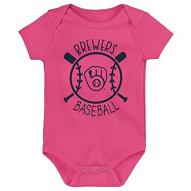 Infant Milwaukee Brewers Slide Home Three-Pack Bodysuit Set
