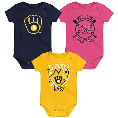 Infant Milwaukee Brewers Slide Home Three-Pack Bodysuit Set