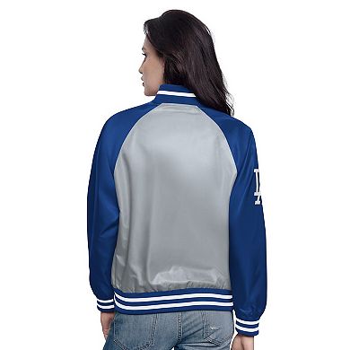 Women's Starter Gray/Royal Los Angeles Dodgers Home Run Full-Snap Varsity Jacket