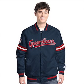 Men's Starter Navy Cleveland Guardians Scout Full-Snap Varsity Jacket