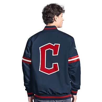Men's Starter Navy Cleveland Guardians Scout Full-Snap Varsity Jacket